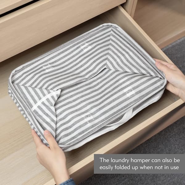80L Freestanding Laundry Hamper with Handles, Foldable Large Cotton Storage Basket for Clothes (Grey)-FA-