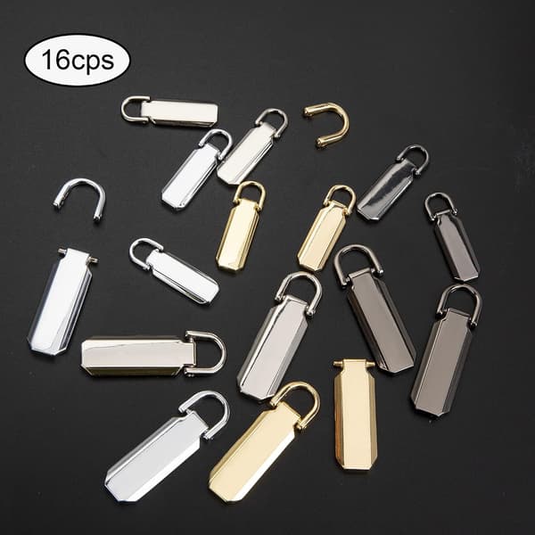Zipper Repair Kit, 16-Pack Zinc Alloy Zipper Pulls, Zipper Replacement for Clothes, Suitcases, Backpacks