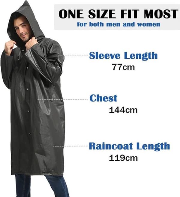Raincoat - Eva Poncho with hood - 1 pc - Long model - Hat with drawstring - Unisex - Waterproof - Lightweight - Bicycle poncho - Rain poncho ...