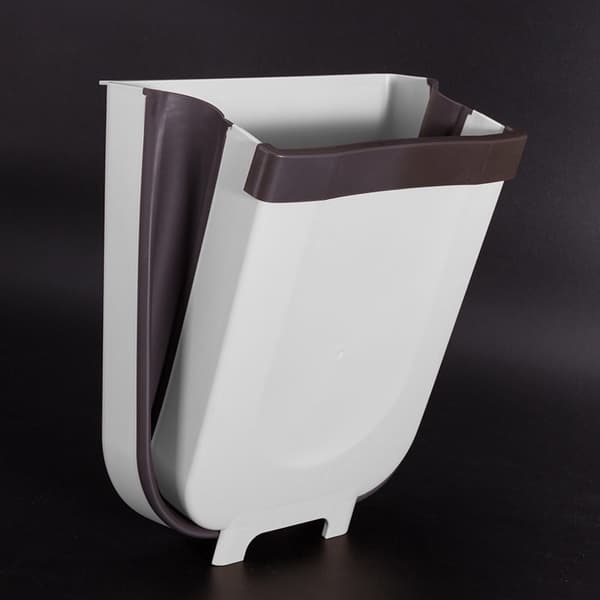 Wall Mounted Foldable Trash Can Kitchen Waste Bin Built-in Garbage Bag Box Lidless for Home Bathroom White White