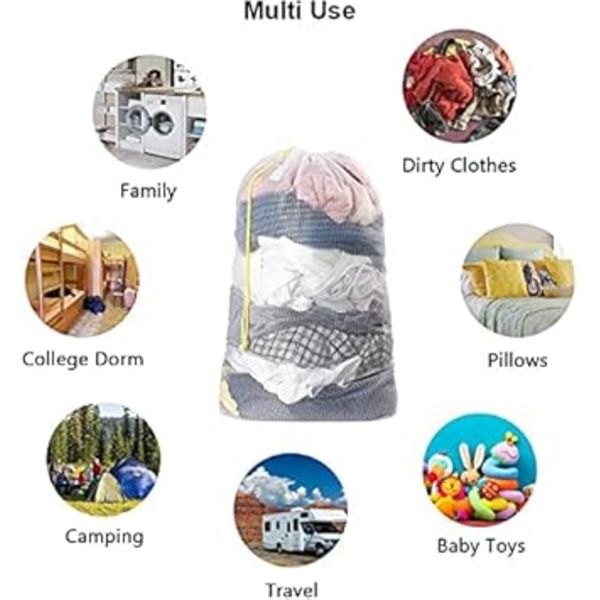 (2-pack 50*70, 60*80) Mesh Laundry Bag - Machine Washable Drawstring