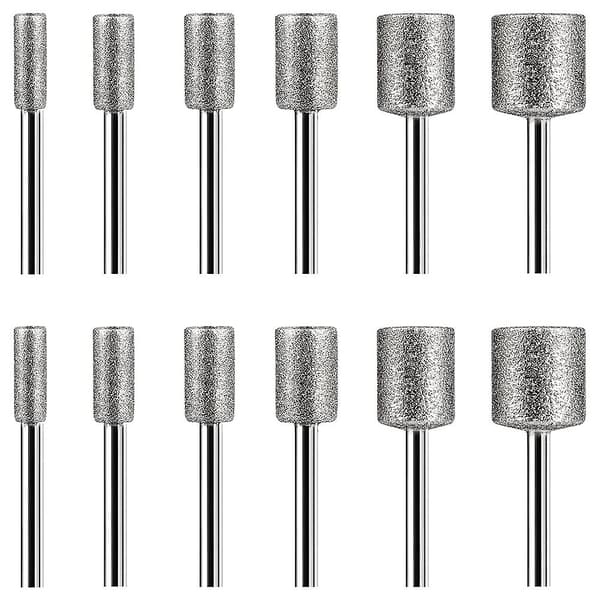 Stenudskæringssæt, 12 stk. diamantstifter til sten, glas, keramikværktøj (4mm 5mm 6mm 8mm 10mm 12mm) [db] sølv silver