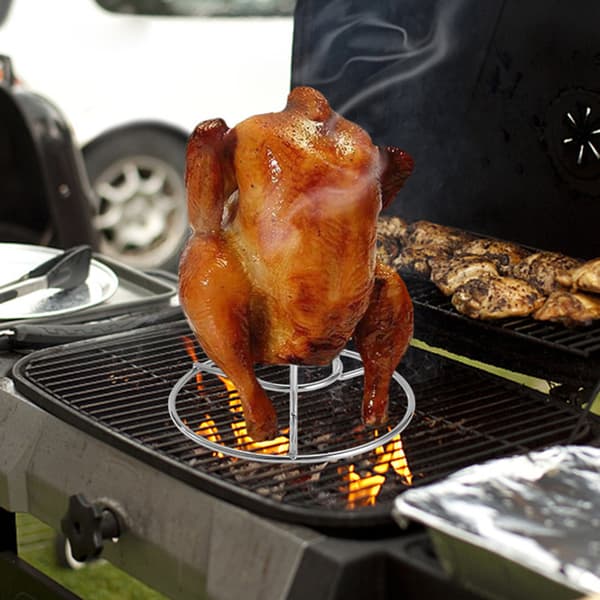 Stativ til kyllingestege, non-stick øldåse i rustfrit stål Kyllingeholder til BBQ-grillovn 1pcs