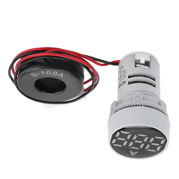 Digital strømmåler krystallpanel amperemeter rund signalindikator AC 220V AD16‑22DSA hvit