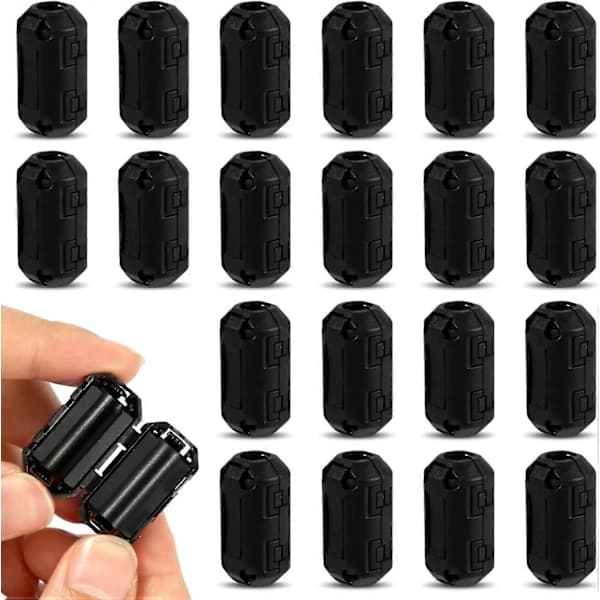 20 Pcs Clip-On Ferrite, Ferrite Core Bead Ring Core RFI EMI Noise Reducer Cable Clamp Cl