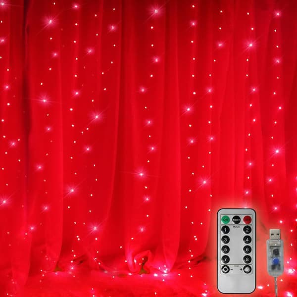 3 m 300 LED Gardinlampor Julbelysning (Röd)