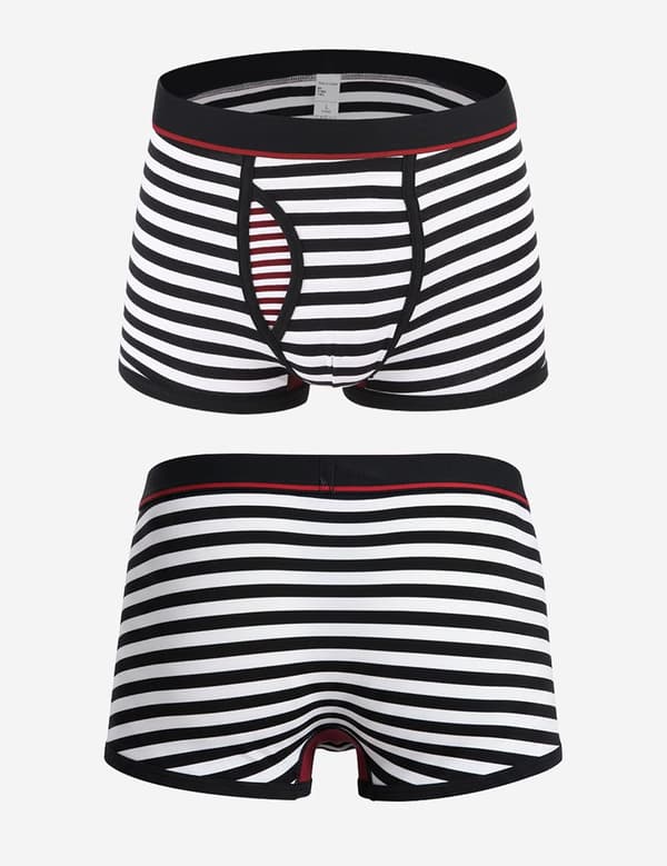 Boxershorts i bomull for menn med frontlomme og striper, mønster, medium Medium Stripe