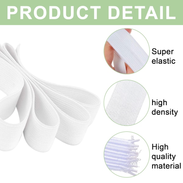 1 rulle Vit Platt Resår, 2,5 x 1000 cm Elastiskt Band för Sömnad, Resårband för Midjeband, Sömnad, Resårband för Klädsömnad och Skrädderi