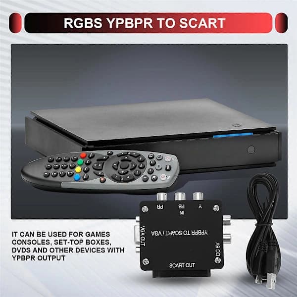 YUV TIL RGBS YPBPR til SCART YPBPR TIL VGA Komponentkoder Konverter Spillkonsoll, RGBS til Farge D