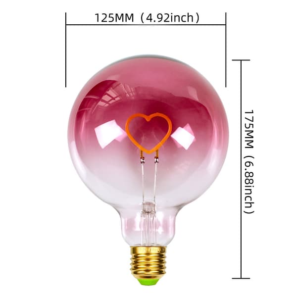 LED-lyskilde Stor Globe Edison-pære G125 Rosa Farve Hjerteglødetråd