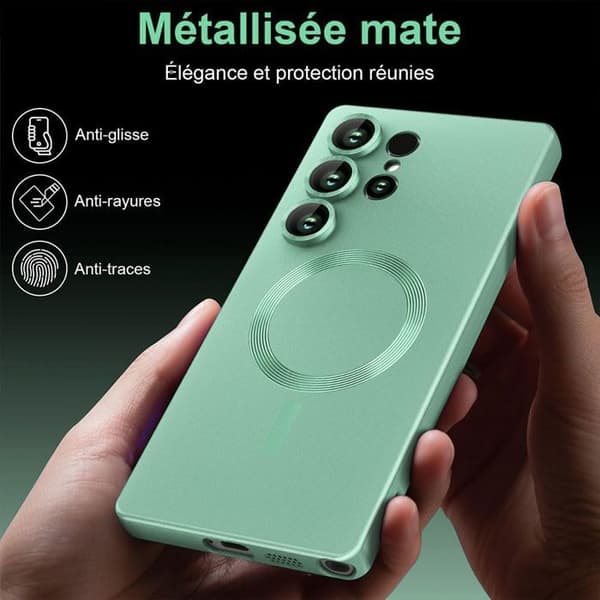 Fodral + 2 härdade glas för Samsung Galaxy S26 Ultra, silikon med grön magnetring Grön Grön