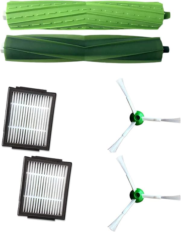Støvsugerrobotfilter Sidebørste for I-serien iRobot i7 E5 E6, 2x Filter + 2x Rullebørster + 2x Sidebørster