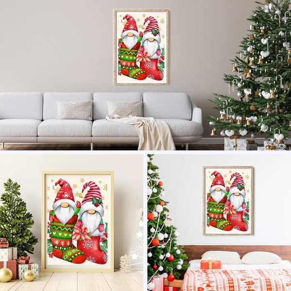 30x40cm Julediamantmalingssæt til voksne, 5D-nisser Dia