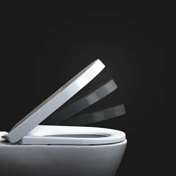 And U-shaped toilet seat with soft close and easy cleaning, white with quick release button (U)