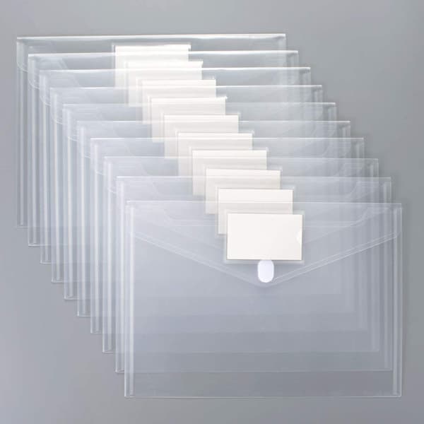 A4 Plastficka, Set med 5 Dokumentfickor med Flik, Tr