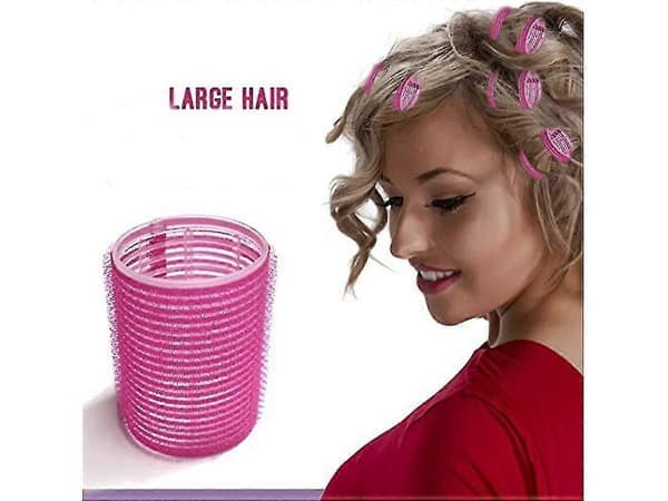 48 mm Large Hair Rollers, Self-Adhesive, Hairdressing Rollers, Large, (Rose Red), 12/24-Pack
