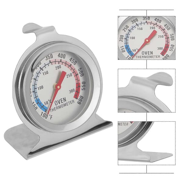 Ovntermometer i rustfrit stål, temperaturmåler, minitermometer sølv 7.00X6.00X3.50CM Silver 7.00X6.00X3.50CM
