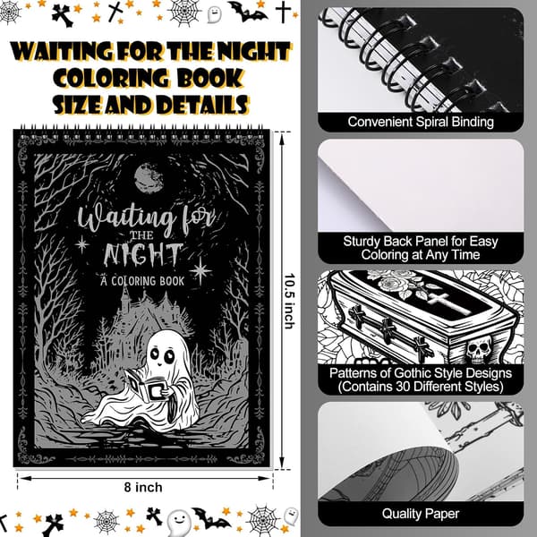 2 st Halloween Goth Målarbok Spiral Gotisk Natt Spöklik -