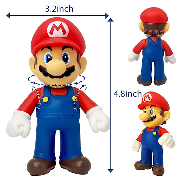 3 kpl Mario Bros -sarjakuvahahmoja Yoshi Mario Luigi Kakkukoristeet Keräilylelusetti Syntymäpäivälahja 3PCS