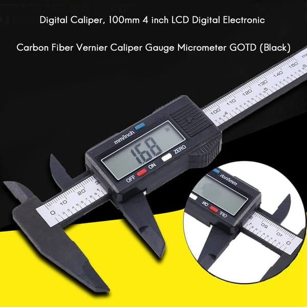 Digital Caliper Electronic Digital Caliper LCD Carbon Fiber Micrometer Gauge Gotd (Black)