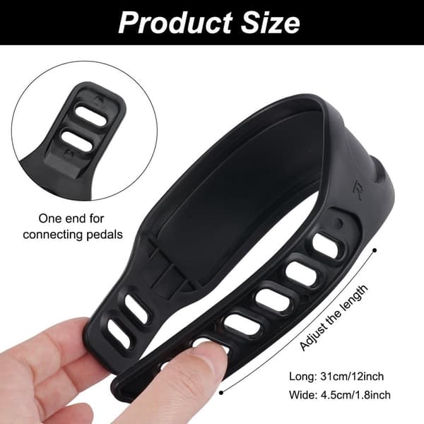 Adjustable Pedal Straps, 3 Pairs, Universal Rubber, for Exercise Bike and Bicycle, Black