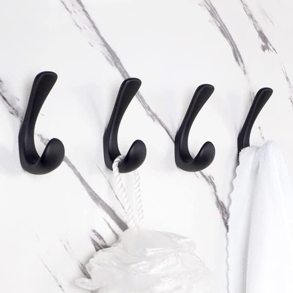 4-pack Bathroom Towel Hooks, Matte Black Bathroom Hooks for Towels, Bathrobe and Towel Hooks