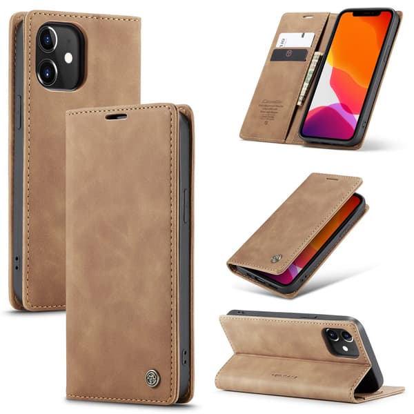 CaseMe Slim Lommebokdeksel iPhone 12/12 Pro Brun