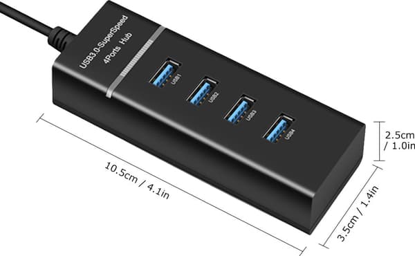 Høyhastighets 4-Port USB 3.0 Multi HUB Splitter Forlengelse