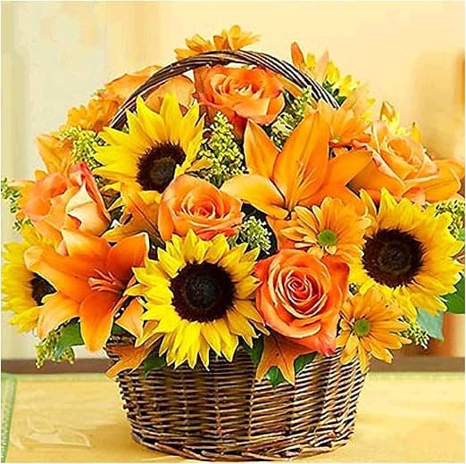 1 stk 5D Diamantmalingssett Blomster, DIY Diamantmaling Full
