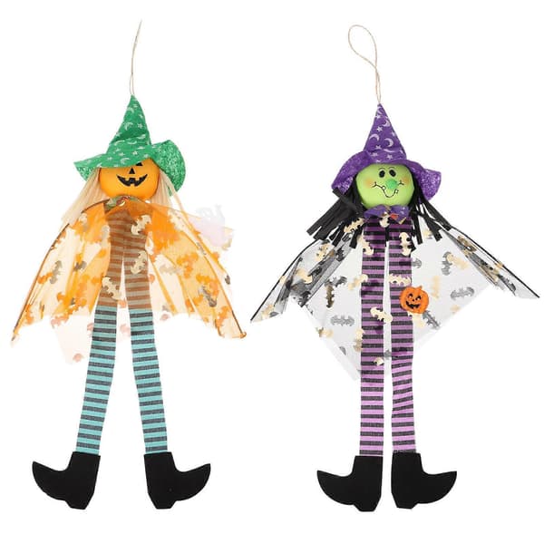 Halloween Party Decoration Ghost Pumpkin Shape Mesh Material Hanging 2-pack