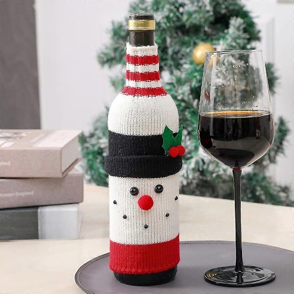 Juledekorasjon, Julestrikket vinflaskedeksel Snømann Snowman