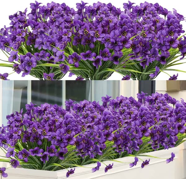 Violte 8 stk udendørs kunstige blomster UV-bestandige