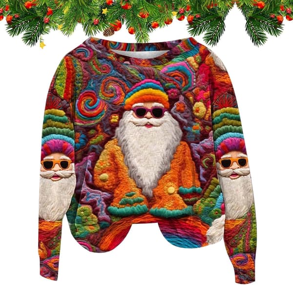 Vintage julemandssweatshirt, retro sweatshirt til kvinder D XXL D XXL