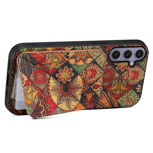 Etui til Samsung Galaxy S25+ med kortholder, stativ, blomstermønster, lædertelefoncover - efterår