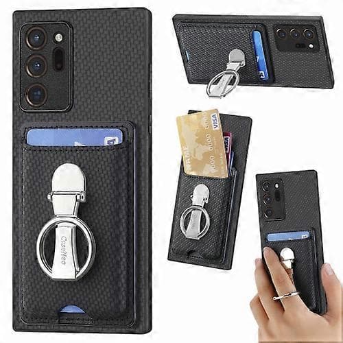 2025 Latest Model for Samsung Galaxy Note 20 Ultra Carbon Fiber Card Wallet Foldable Ring Holder Phone Case