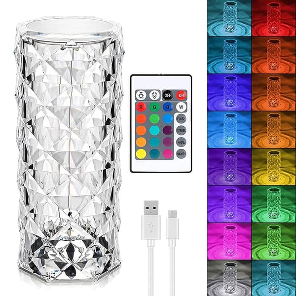Bordlampe Crystal Diamond Lamp med touch og RGB-farver_TF