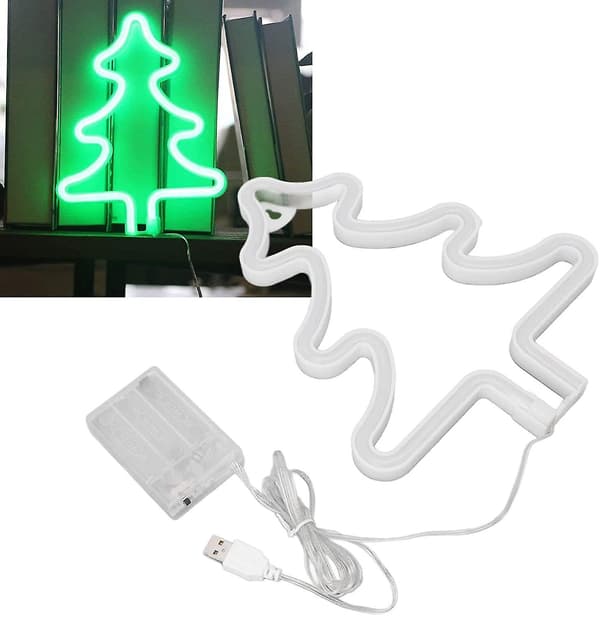 Juletræ Neonskilte, Juletræ Natlys, Batteri USB-drevet Neon Natlys