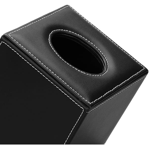 1 stk. Marmor Servietholder - Firkantet Servietholder i Læder Black