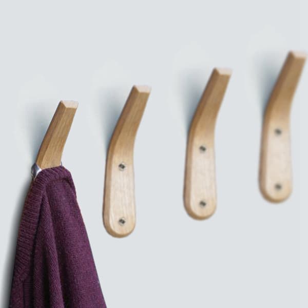 2 Pcs Simple Wall Mounted Wooden Coat Hooks in Modern Style Wall Organizer for Home