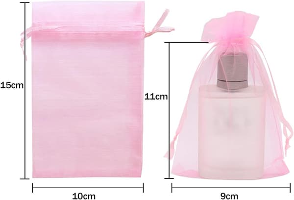 100 st 10x15 cm Organzapåse (Rosa), Organzapåsar, Smyckesförpackning