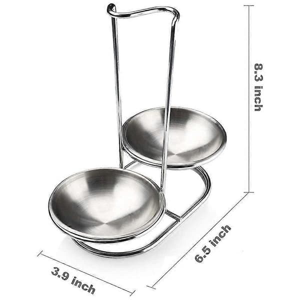 304 Rustfrit Stål Dobbelt Slevholder Vertikal Skeholder Madlavningsredskabsstativ sølv silver