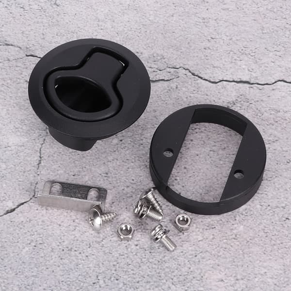 Round Black Flush Pull Handle Slam Latch Deck Hatch Handle Lock for Marine Boat RV Drawers