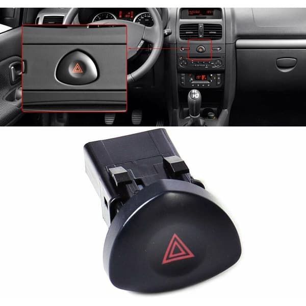 Advarselsknap Clio 2 Advarselsblinkknap til Clio MK 2 Sort 8200442723