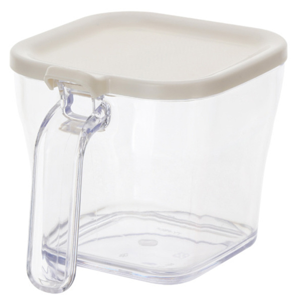 Clear Spice Rack Spice Jars Spice Box Set Spice Container with Lid and Spoon Gray Square Gray Square