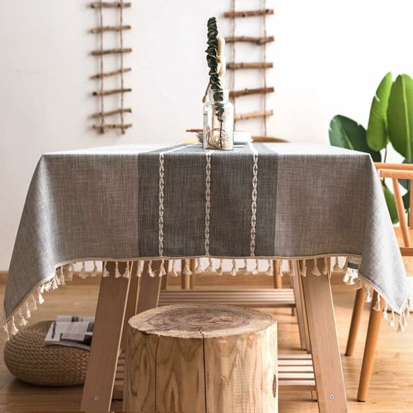 Moderne lin bomull rektangulær duk bordduker for rektangulært bord hjem kjøkken dekorasjon (140x140cm, grå)