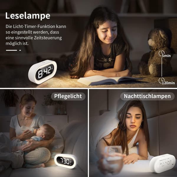 Digitalt vækkeur, vækkeur med lys, LED natlampe alarm