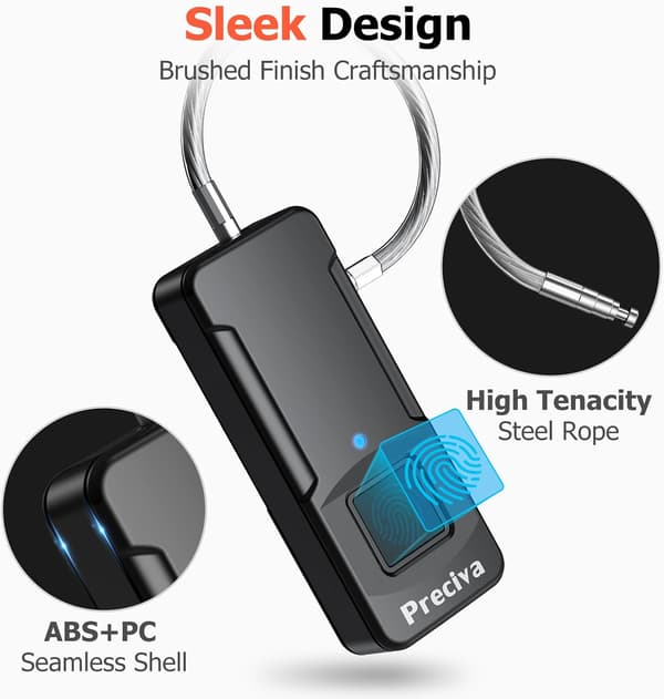 Fingerprint Lock for Gym Locker, Portable Smart Keyless Lock