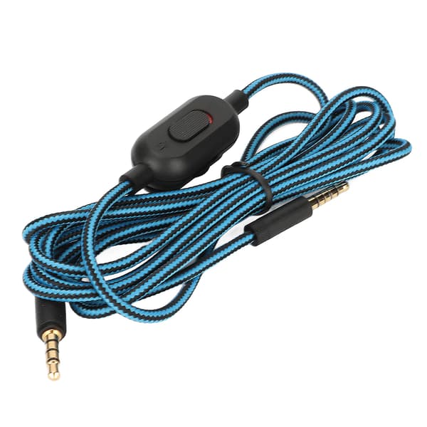 Gaming Headset Cable Woven Headphone Cord with Volume Control and Mute Button for Logitech G Pro X G433 G233 Blue