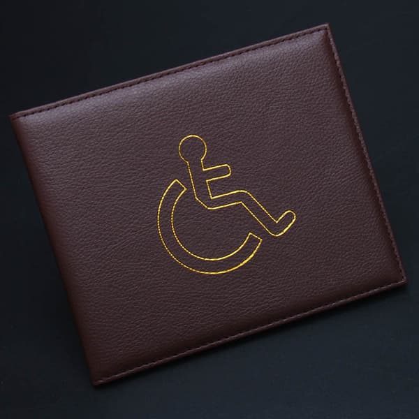 Brun handicapskiltsholder og timer, PU-læder ID-skiltsholder