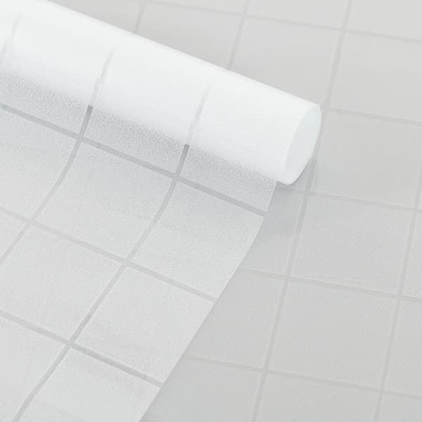 Electrostatic Window Film Anti UV Anti Glare Grid Pattern Window Sticker for Office Bedroom Kitchen Bathroom (45 x 200cm)